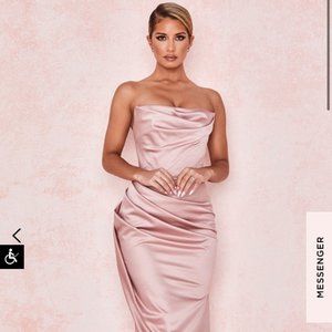 House of CB "Adrienne Blush Satin Strapless Gown"
